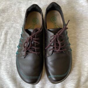 NAOT Tanguru Lace-up Brown with Teal Leather Sneakers Shoes EU 37 US 6